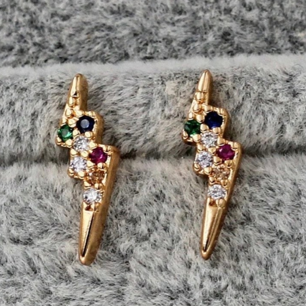 18k Gold Filled Rainbow Topaz Lightening Bolts
